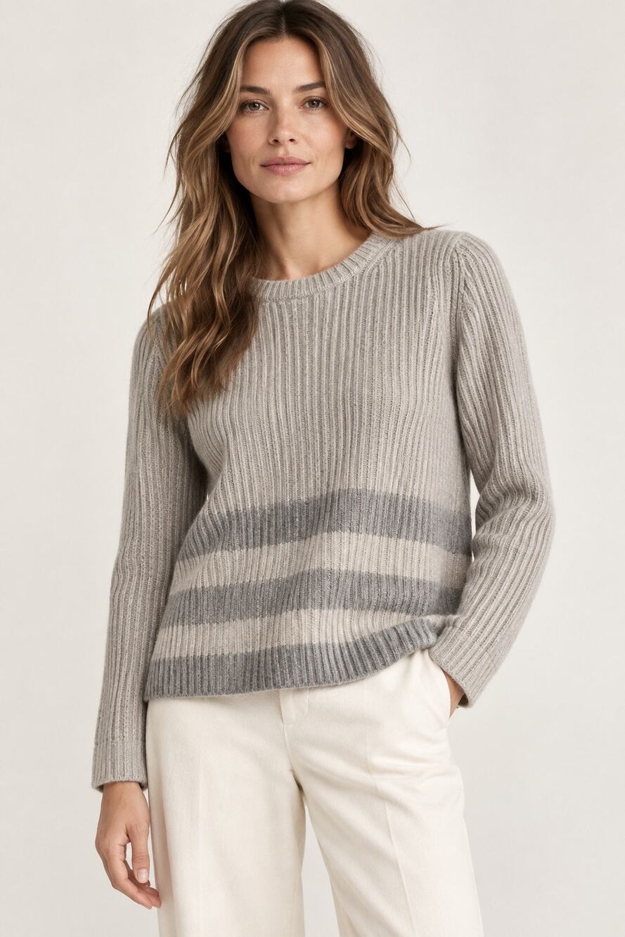 Vince Wool Cashmere Striped Ribbed Sweater – XXS